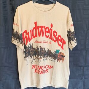 Budweiser Cream Graphic Tee with Red Accents